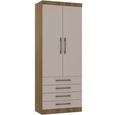 Guarda Roupa Modulado 90cm 2 Portas E 4 Gavetas Paris Luciane Móveis Avelã Pf Com Cinammon Pf