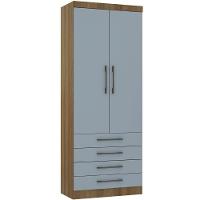 Guarda Roupa Modulado 90cm 2 Portas E 4 Gavetas Paris Luciane Móveis Avelã Pf Com Grey Sky Pf - 1
