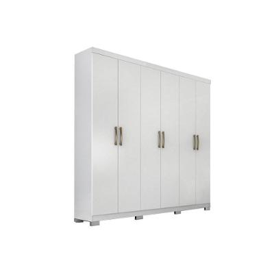Guarda Roupa Casal Clara 6 Portas de Bater 3 Gavetas Branco MDF Panan Móveis