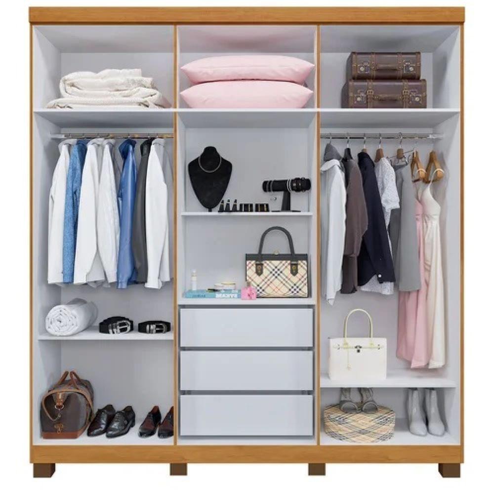 Roupeiro Com Espelho Milão 6 Portas 3 Gavetas Benetil Cor:cinamomo/off - 2