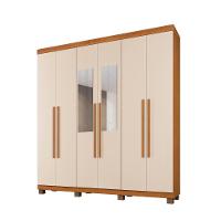 Roupeiro Com Espelho Milão 6 Portas 3 Gavetas Benetil Cor:cinamomo/off - 4