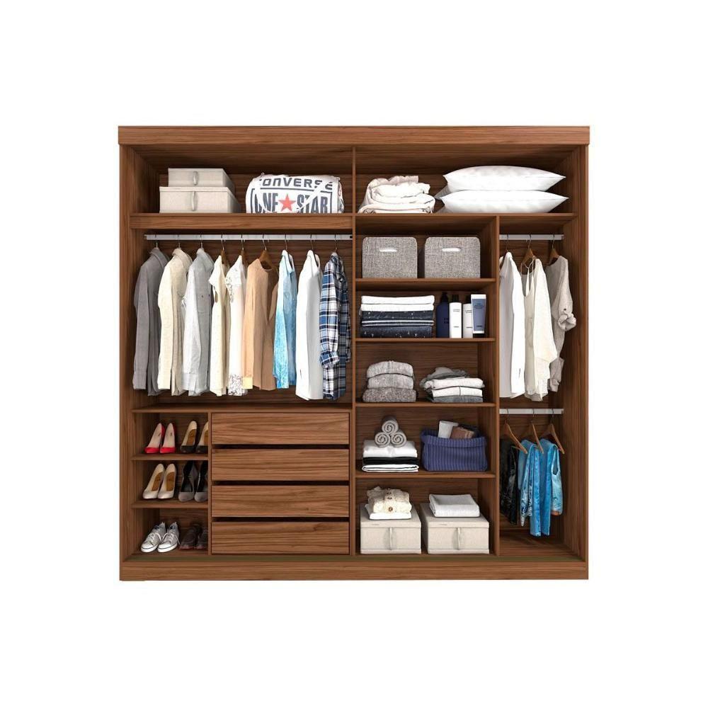 Guarda Roupa Casal 2 Portas de Correr e 4 Gavetas Blumenau Cinamomo/Off White - Panan - 3