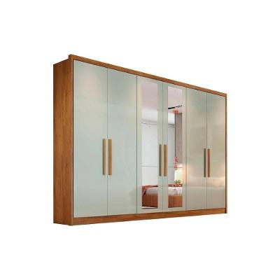 Guarda Roupa Casal 6 Portas e 6 Gavetas c/ Espelho Robust Plus Freijo Cumaru c/ Fendi - Novo Horizonte
