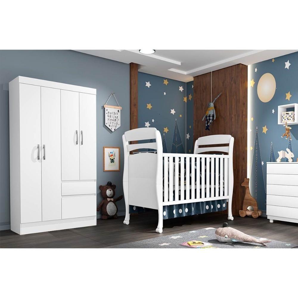 Guarda Roupa Solteiro Oregon c/ 4 Portas e 2 Gavetas Branco/Neve - Tcil Móveis - 2