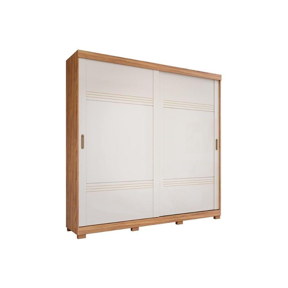 Guarda Roupa Casal 2 Portas de Correr e 4 Gavetas c/ Pés Blumenau Cinamomo/Off White - Panan - 1