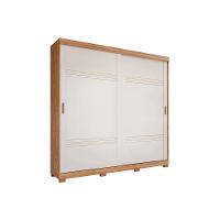 Guarda Roupa Casal 2 Portas de Correr e 4 Gavetas c/ Pés Blumenau Cinamomo/Off White - Panan - 1