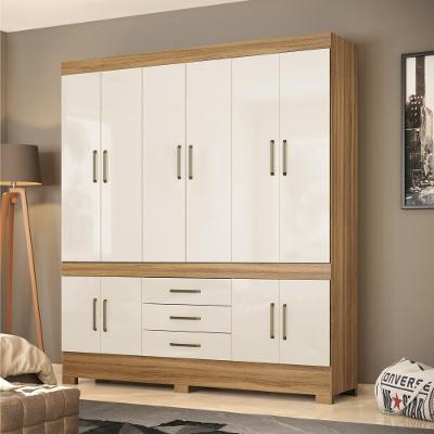 Guarda Roupa Casal Berlim 10 Portas 3 Gavetas Amêndola-Off-White MDP Demóbile