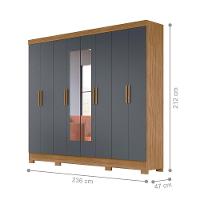 Guarda Roupa 8 Portas Com Espelho Superagui Freijó Cinza - 3