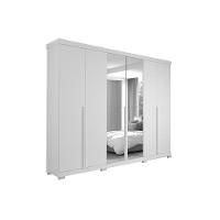 Guarda Roupa Casal 6 Portas e 6 Gavetas c/ Espelho e Pés Guarapari Branco - Panan - 1