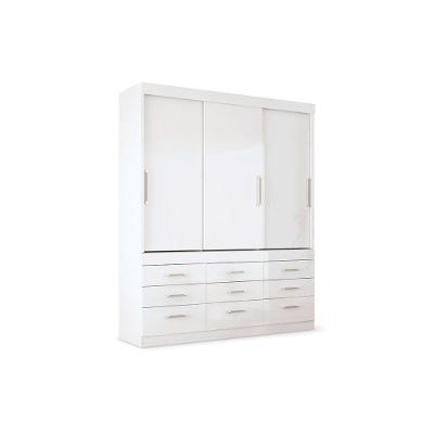 Guarda Roupa Casal 3 Portas De Correr E 9 Gavetas Click 3.9 Branco - Santos Andirá