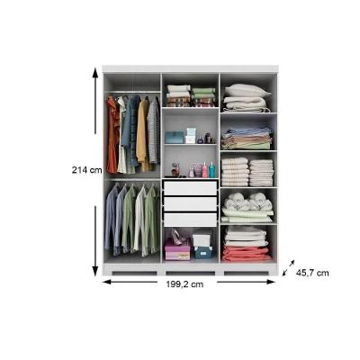 Guarda Roupa Casal Clara Avelã 6 Portas Bater 3 Gavetas Clara Avelã MDF Panan Móveis