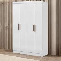 Guarda Roupa De Solteiro Paris 4 Portas Mdf Branco Brilho Maxel Branco Brilho - 1