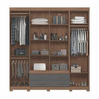 Guarda Roupa Casal Napoles 8 Portas 4 Gavetas Jatoba Grafite Com Espelho Santos Andirá Jatoba - Grafite - 4