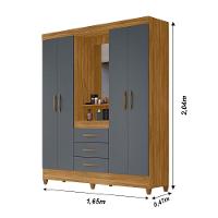 Guarda Roupa Casal 4 Portas Com Espelho 3 Gavetas Capri - Freijo / Cinza Freijo / Cinza - 3