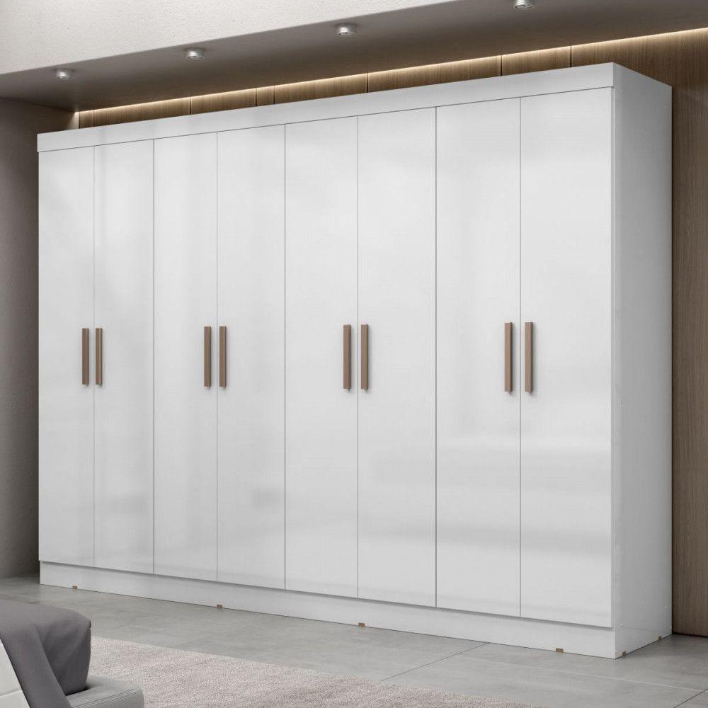 Guarda Roupa Casal Paris 8 Portas Mdp Branco Brilho Maxel Branco - 1