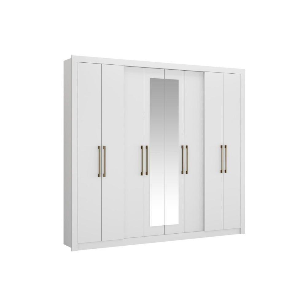Guarda Roupa Casal 8 Portas e 4 Gavetas c/ Espelho Héster Branco - Carraro - 1