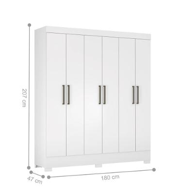 Guarda Roupa Casal Vicente 6 Portas 2 Gavetas Branco MDP Demóbile