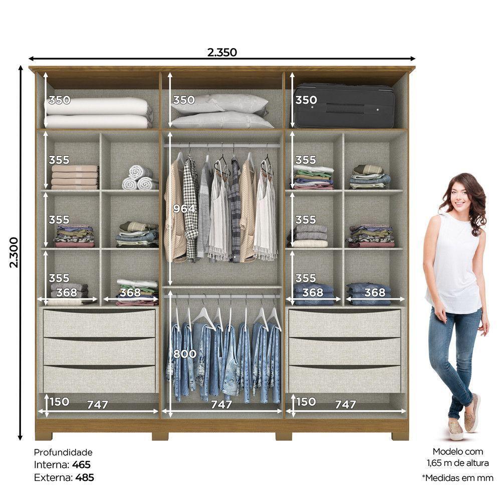 Guarda Roupa Casal 6 Portas 6 Gavetas Andréas Henn Nature Com Off White - 2