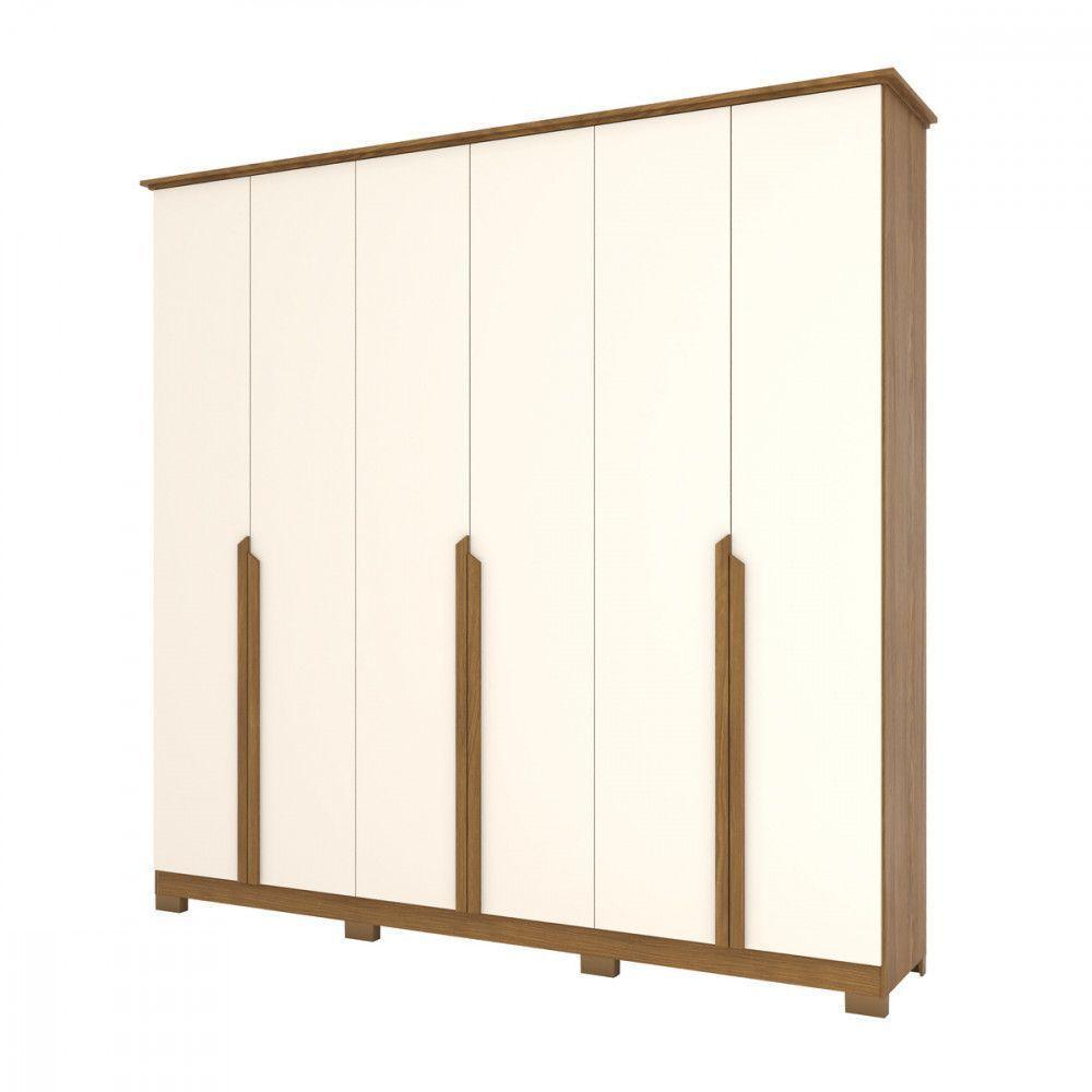 Guarda Roupa Casal 6 Portas 6 Gavetas Andréas Henn Nature Com Off White - 6