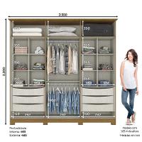 Guarda Roupa Casal 6 Portas 6 Gavetas Andréas Henn Nature Com Off White - 2