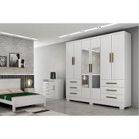 Guarda Roupa Casal 4 Portas e 6 Gavetas c/Espelho e Pés Encant Branco - Novo Horizonte - 2
