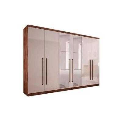 Guarda Roupa Casal Dello-Trento 6 Portas Bater 8 Gavetas Cacau Canela-Fendi MDF