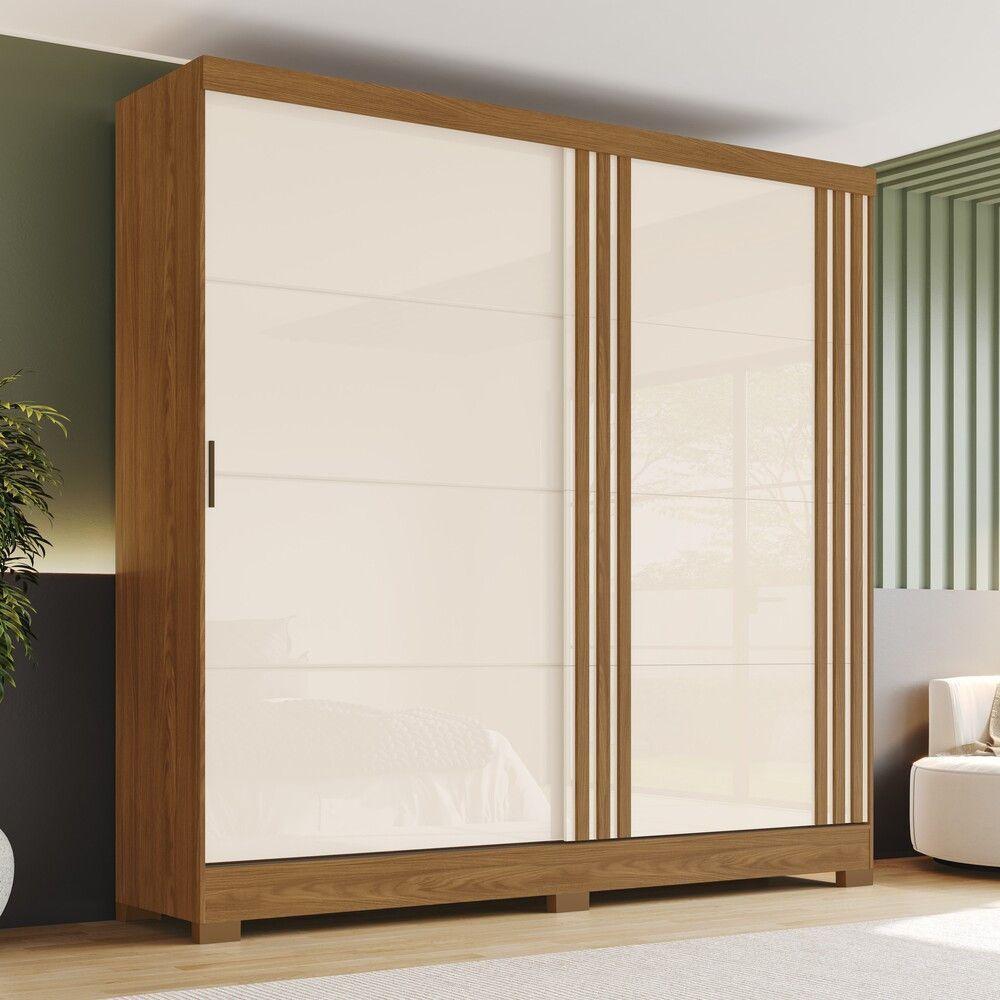 Guarda Roupa Casal 2 Portas 3 Gavetas B352 Briz Nature Com Off White - 1