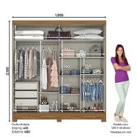 Guarda Roupa Casal 2 Portas 3 Gavetas B352 Briz Nature Com Off White - 3