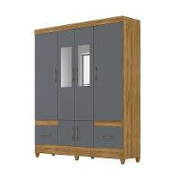 Conjunto Guarda Roupa Com Espelho E Cômoda Gokyo Freijó Cinza - 6