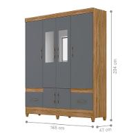 Conjunto Guarda Roupa Com Espelho E Cômoda Gokyo Freijó Cinza - 8
