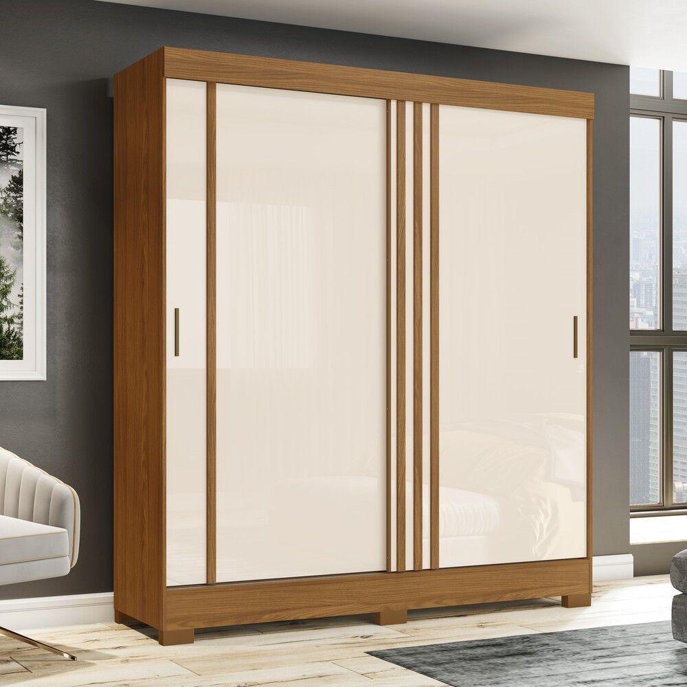Guarda Roupa Casal 2 Portas 2 Gavetas B353 Briz Nature Com Off White Ou Nature Com Cinza - 1