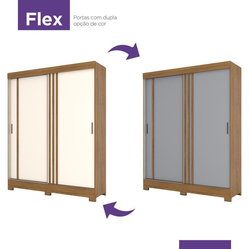 Guarda Roupa Casal 2 Portas 2 Gavetas B353 Briz Nature Com Off White Ou Nature Com Cinza - 5