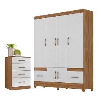 Conjunto Guarda Roupa E Cômoda Gokyo e Branco - 1