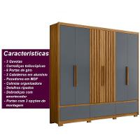 Guarda Roupa Casal 6 Portas 3 Gavetas Amazonas - Freijó / Cinza Freijó / Cinza - 3