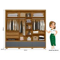 Guarda Roupa Casal 6 Portas 3 Gavetas Amazonas - Freijó / Cinza Freijó / Cinza - 8