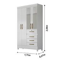 Guarda Roupa Solteiro 4 Portas Com Espelho 4 Gavetas Branco / Rosa / Azul / Lilas Flex Sobral - 7