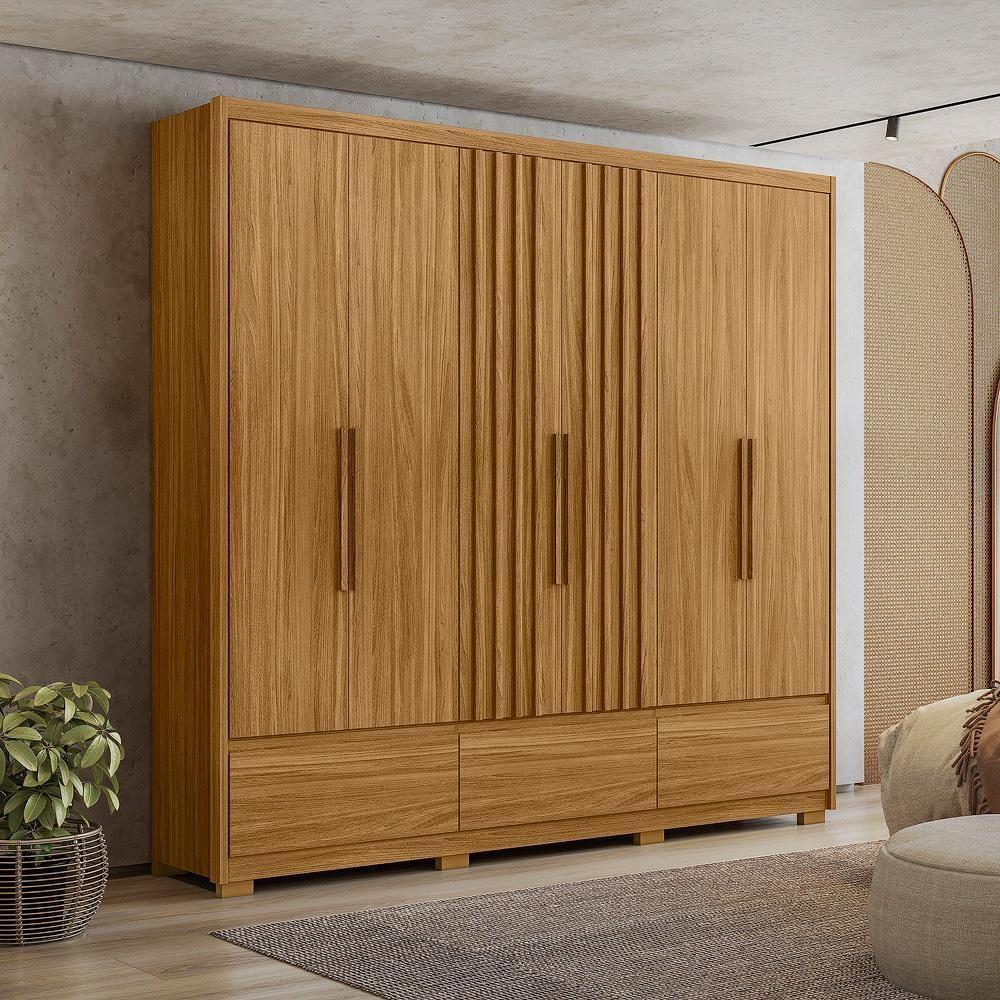 Guarda Roupa Casal 6 Portas 3 Gavetas Amazonas - Freijó Freijó - 1