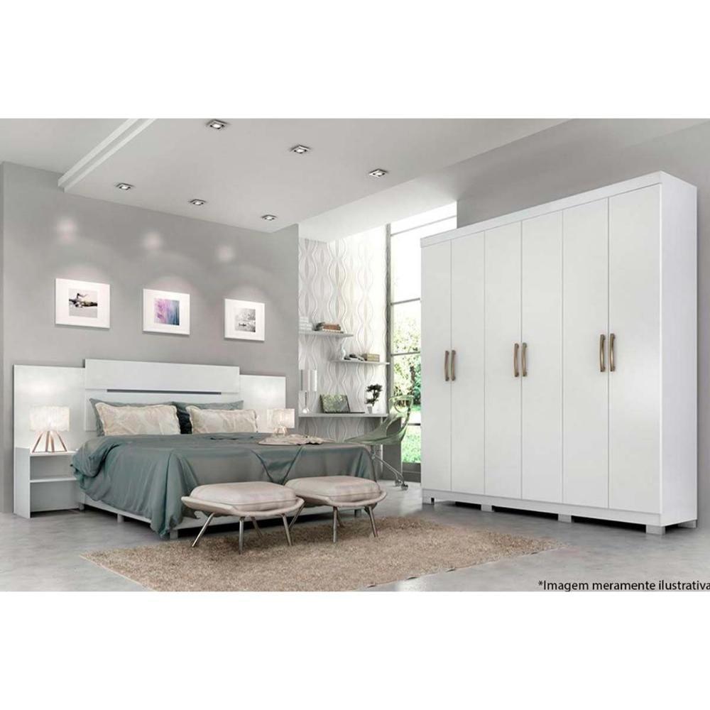 Guarda Roupa Casal 6 Portas e 3 Gavetas Clara Flex Branco - Panan - 2