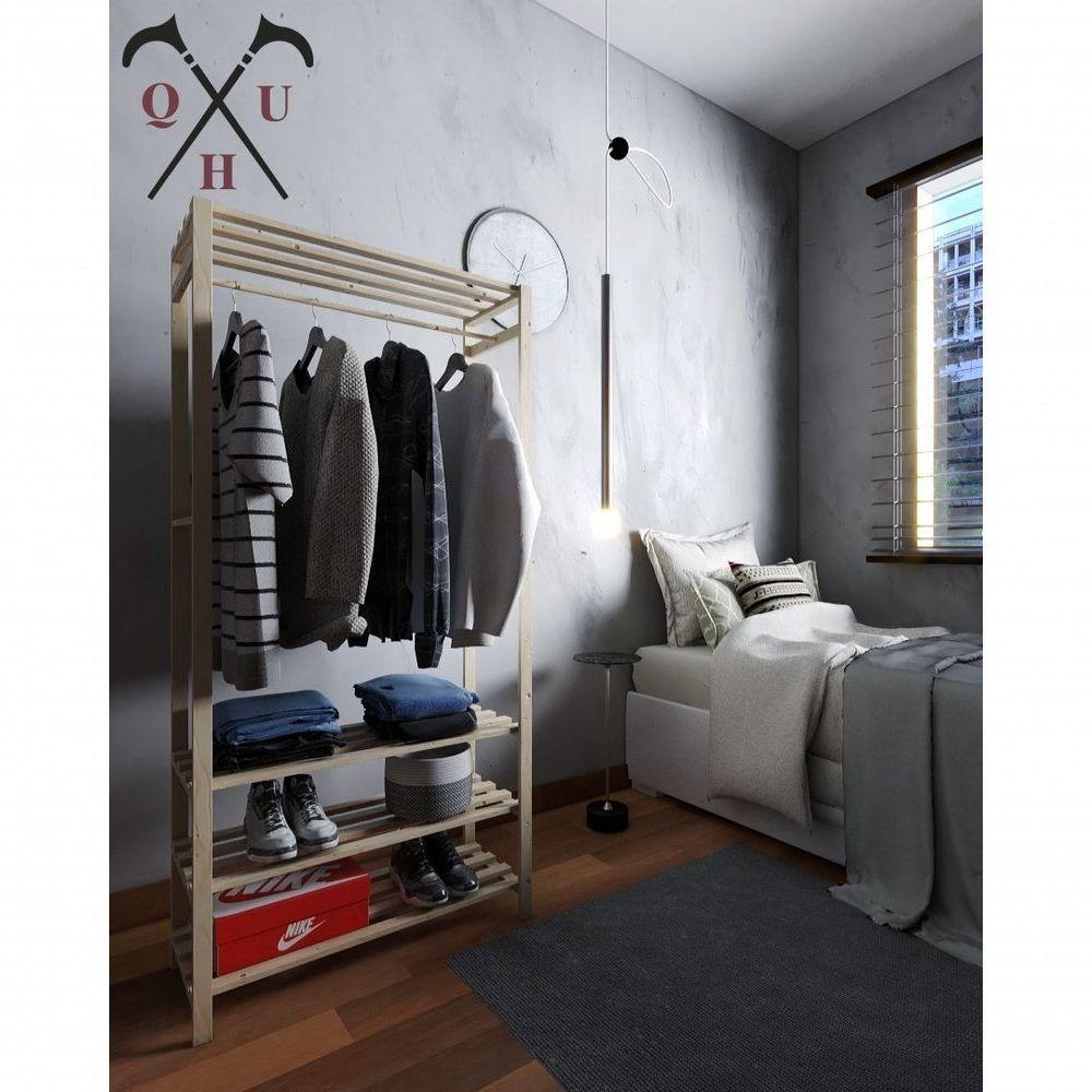 Conjunto Aparador Moderno Para Objetos Roupeiro Expositor 100% Pinus E Arara Multiuso Nova Reforçada - 2