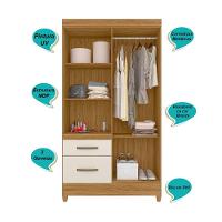 Guarda Roupa Solteiro 4 Portas Com Espelho 2 Gavetas Madri - Freijó / Off White Freijó / Off White - 3