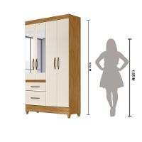 Guarda Roupa Solteiro 4 Portas Com Espelho 2 Gavetas Madri - Freijó / Off White Freijó / Off White - 5