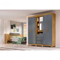 Guarda Roupa 5 Portas Milford Com Espelho Freijó Cinza - 3