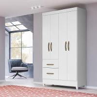 Guarda Roupa Solteiro 4 Portas 2 Gavetas Branco / Rosa / Azul / Lilas Flex Madri - Moval - 1