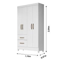 Guarda Roupa Solteiro 4 Portas 2 Gavetas Branco / Rosa / Azul / Lilas Flex Madri - Moval - 6