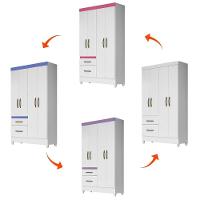 Guarda Roupa Solteiro 4 Portas 2 Gavetas Branco / Rosa / Azul / Lilas Flex Madri - Moval - 7