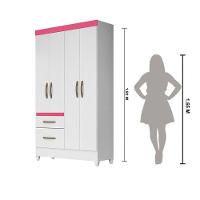 Guarda Roupa Solteiro 4 Portas 2 Gavetas Branco / Rosa / Azul / Lilas Flex Madri - Moval - 8