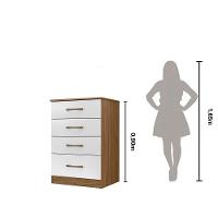 Kit Guarda Roupa Casal Com Espelho Ms 912 + Cômoda Ms 913 Moval - Naturale / Branco