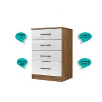 Kit Guarda Roupa Casal Com Espelho Ms 912 + Cômoda Ms 913 Moval - Naturale / Branco - 7