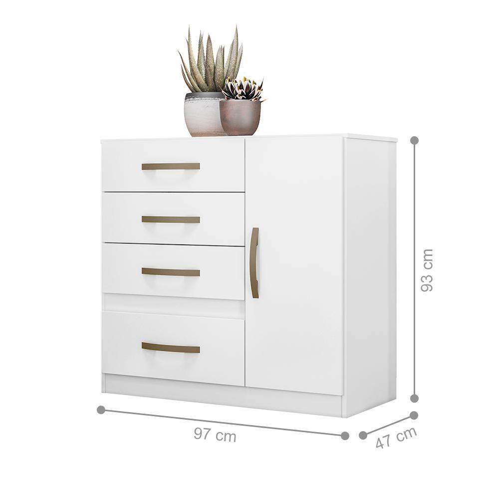 Conjunto Guarda Roupa Com Espelho E Cômoda Seicheles Branco Rosa Azul Lilás - 7