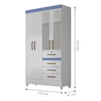 Conjunto Guarda Roupa Com Espelho E Cômoda Seicheles Branco Rosa Azul Lilás - 6